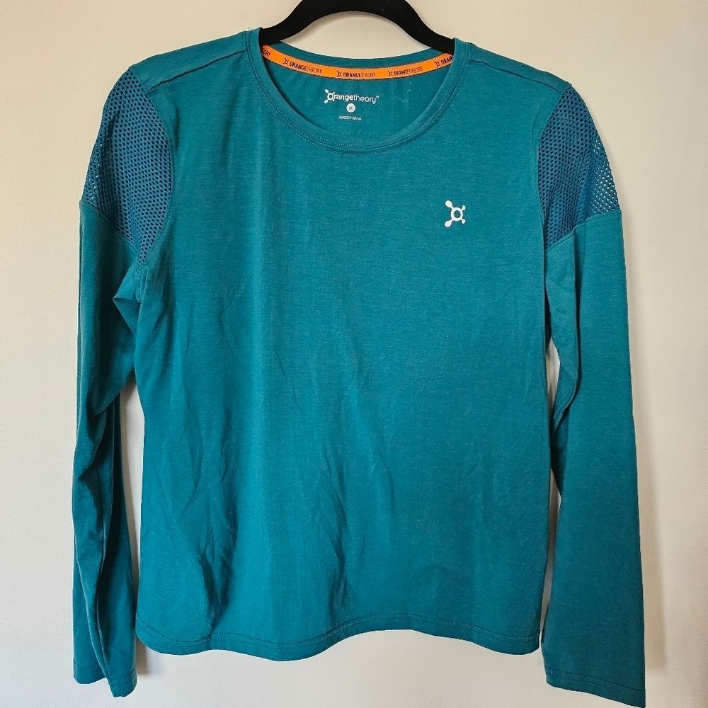 VGUC Orange Theory Ladies Shirt Long Sleeve Mesh Hunter Green Women Medium